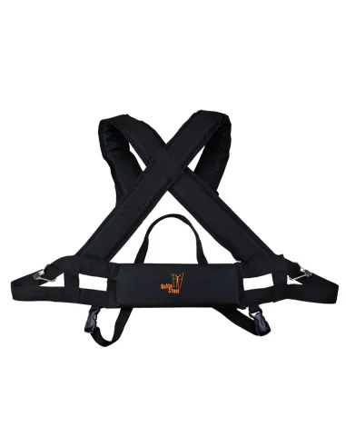 Harness strap with reinforcement and detachable strap.