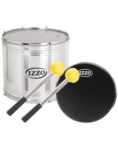 Surdo Izzo 20" Pack + Baquetas e Pele de Tambor Profissional Napa