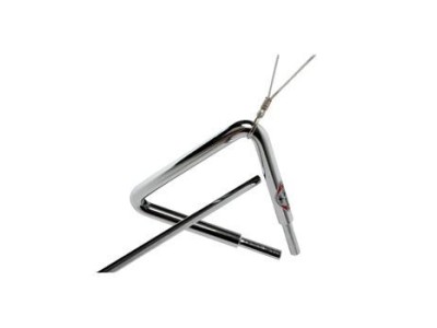 Triángulo de acero cromado 26x26x37 cm.