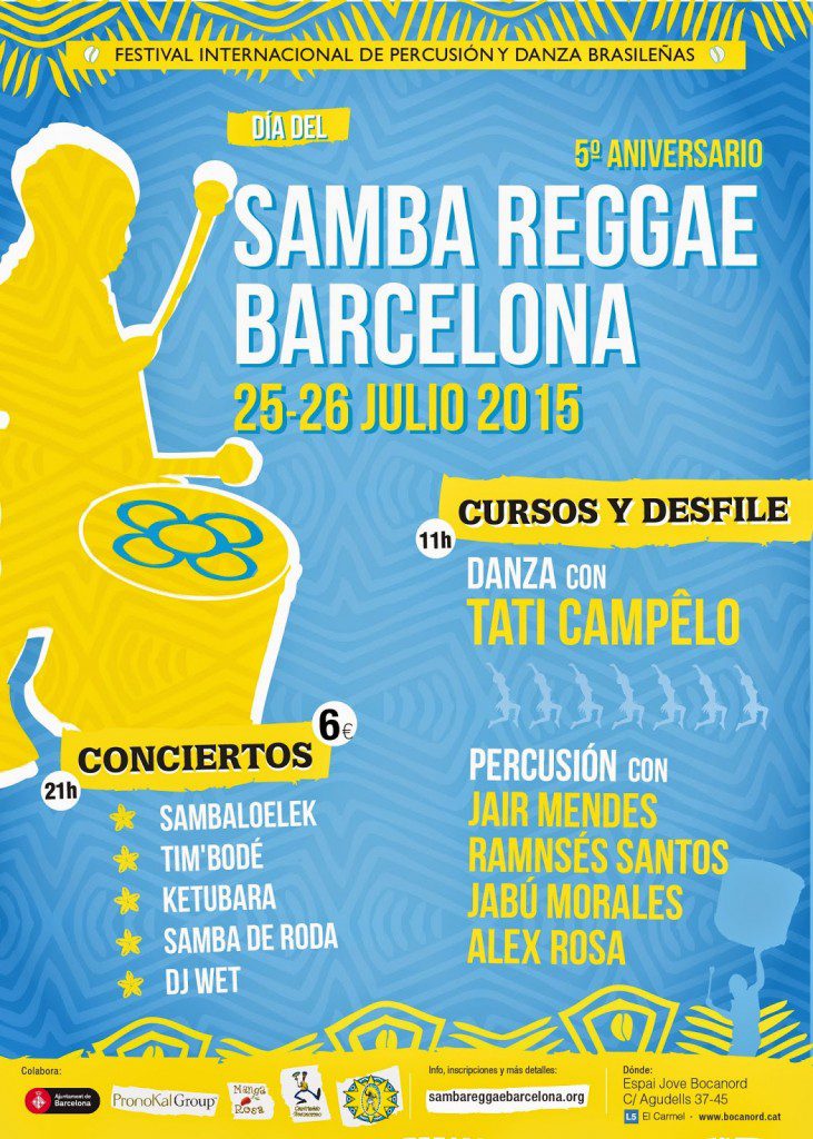 Cartel día del samba reggae en Barcelona